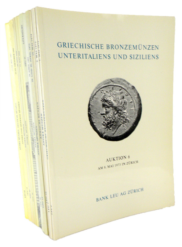 Bank Leu. AUCTION CATALOGUES. Group of eleven numismatic auction catalogues devo...