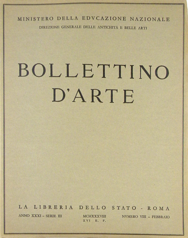 Rizzo, G.E. EVKLEIDAS. Bolletino d'Arte, Anno XXXI–Serie III, Numero VIII (Febbr...