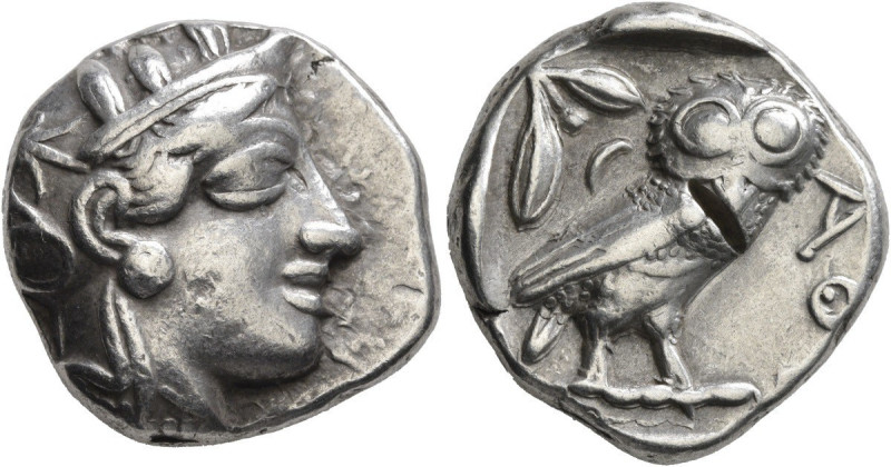 Tetradrachm AR
Attica, Athen, 449-404 BC, Head of Athena to right, wearing cres...
