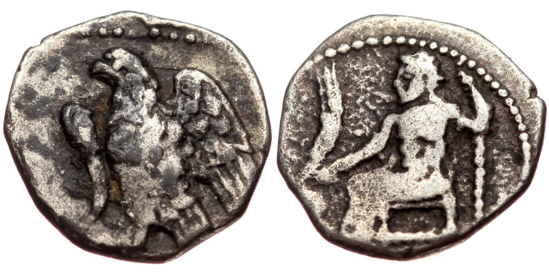 Obol AR
Cilicia, uncertain mint (Tarsos?), 4th century BC, Baaltars seated on t...