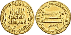 Dinar AV
Abbasid Caliphate, temp. Al-Rashid, AH 170-193 / AD 786-809, citing Ja'far ibn Yahya Barmaki, without mint, struck in Misr, AH 185 = AD 801/...