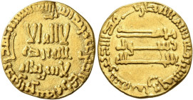 Dinar AV
Abbasid Caliphate, Al-Mansur, AH 136-158 / AD 754-775, without mint, AH 158 = AD 774/5
19 mm, 4,14 g