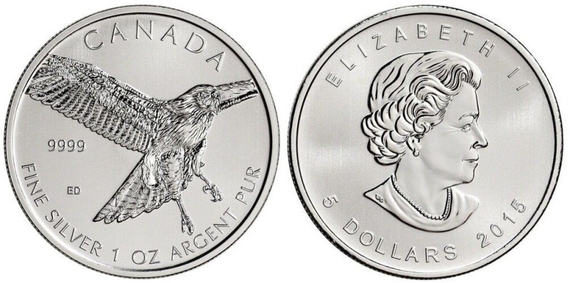 1 OZ AR
5 Dollars, Canada, Red-Tailed Hawk, 2015
31,10 g