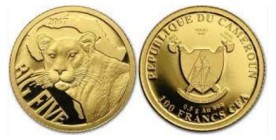 100 FRANCS AV
Big Five, Cameroon
Gold 999/1000
11 mm, 0,50 g