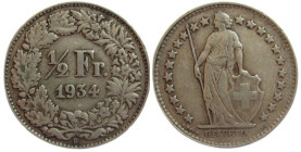 1/2 Frank AR
Switzerland, 1934