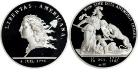 "1781" (2004) Libertas Americana Medal. Modern Paris Mint Dies. Silver. Proof-69 Deep Cameo (PCGS).
40 mm, .999 fine.
From the Martin Logies Collect...