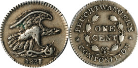 New York--New York. 1837 Feuchtwanger Cent. HT-268, Low-120, W-NY-480 Dies 3-E. Rarity-3. German Silver. Reeded Edge. EF-40 (PCGS).
18.5 mm.

Estim...