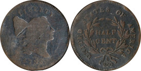1795 Liberty Cap Half Cent. Plain Edge, No Pole. Good-6 (ANACS). OH.
PCGS# 1018. NGC ID: 2225.

Estimate: $600