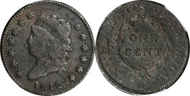 1812 Classic Head Cent. Small Date. VF Details--Corrosion Removed (PCGS).
PCGS# 1561. NGC ID: 224W.

Estimate: $125