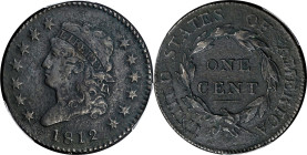 1812 Classic Head Cent. Large Date. VF Details--Environmental Damage (PCGS).
PCGS# 1564. NGC ID: 224W.

Estimate: $150