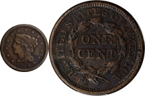 1844/81 Braided Hair Cent. EF Details--Environmental Damage (PCGS).
PCGS# 1859. NGC ID: 226A.

Estimate: $175