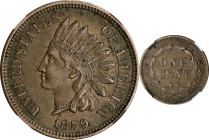 1859 Indian Cent. AU-58 (NGC).
PCGS# 2052. NGC ID: 227E.

Estimate: $275