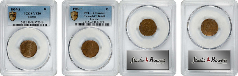 Lot of (2) 1909-S Lincoln Cents. (PCGS).
Included are: VF-30; and VF Details--C...