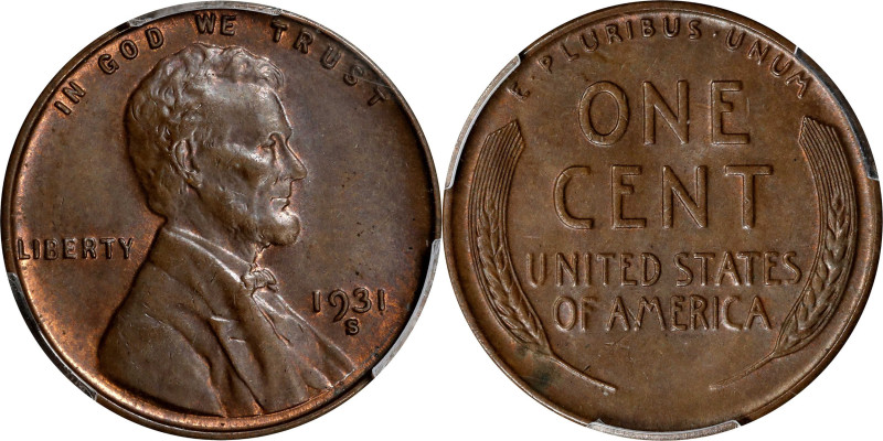 1931-S Lincoln Cent. MS-63 BN (PCGS).
PCGS# 2618. NGC ID: 22D4.

Estimate: $1...