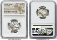 ATTICA. Athens. Ca. 440-404 BC. AR tetradrachm (25mm, 17.17 gm, 2h). NGC Choice AU 5/5 - 3/5. Mid-mass coinage issue. Head of Athena right, wearing ea...