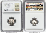 SARONIC ISLANDS. Aegina. Ca. 525-475 BC. AR stater (18mm, 12.19 gm). NGC Fine 3/5 - 3/5, countermark. Sea turtle with a smooth shell and thick collar,...