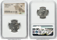 PAMPHYLIA. Side. Ca. 380-333 BC. AR stater (22mm, 6h). NGC VF, brushed. Athena standing left, Nike right in right hand, left hand on grounded shield; ...