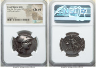 PAMPHYLIA. Side. Ca. 2nd-1st centuries BC. AR tetradrachm (29mm, 11h). NGC Choice VF. Cleux-, magistrate. Head of Athena right, wearing triple-crested...