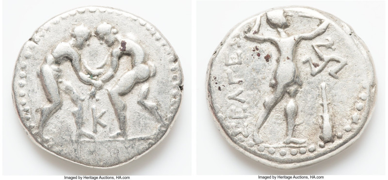 PISIDIA. Selge. Ca. 325-250 BC. AR stater (23mm, 9.91 gm, 12h). Fine. Two wrestl...