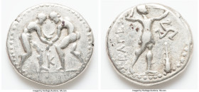 PISIDIA. Selge. Ca. 325-250 BC. AR stater (23mm, 9.91 gm, 12h). Fine. Two wrestlers grappling, K between / ΣΕΛΓΕΩΝ, slinger striding to right, pulling...