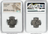 CILICIA. Issus. Ca. 400-370 BC. AR stater (24mm, 1h). NGC Fine, scratches. IΣΣI, Apollo standing facing, head left, patera in extended right hand, res...