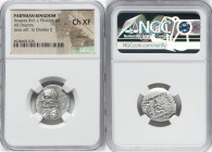 PARTHIAN KINGDOM. Arsaces XVI (ca. 78-62/1 BC). AR drachm (20mm, 11h). NGC Choice XF, brushed. Diademed and draped bust of Arsaces left / Archer (Arsa...