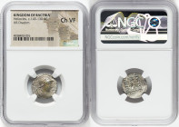 BACTRIAN KINGDOM. Heliocles (ca. 145-130 BC). AR drachm (18mm, 11h). NGC Choice VF. Draped and cuirassed bust of Heliocles right, seen from side, wear...