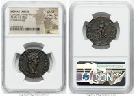 Domitian, as Augustus (AD 81-96). AE as (29mm, 10.18 gm, 6h). NGC Choice VF 5/5 - 2/5. Rome, AD 86. IMP CAES DOMIT AVG GERM COS XII CENS PER P P, laur...