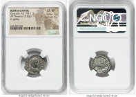 Caracalla (AD 198-217). AR denarius (20mm, 3.26 gm, 12h). NGC Choice XF 5/5 - 4/5. Rome, AD 201-206. ANTONINVS-PIVS AVG, laureate, draped bust of yout...