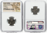 Licinius I (AD 308-324). AE3 or BI nummus (18mm, 3.57 gm, 5h). NGC MS 5/5 - 4/5, Silvering. Heraclea, 2nd officina, AD 318-320. IMP LICI-NIVS AVG, lau...