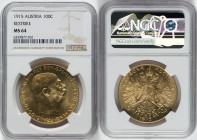 Franz Joseph I gold Restrike 100 Corona 1915 MS64 NGC, Vienna mint, KM2819, Fr-507R. HID09801242017 © 2022 Heritage Auctions | All Rights Reserved