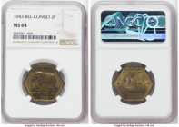 Belgian Colony 2 Francs 1943 MS64 NGC, Philadelphia mint, KM25. One year type. HID09801242017 © 2022 Heritage Auctions | All Rights Reserved