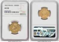 Pedro II gold 10000 Reis 1865 AU58 NGC, Rio de Janeiro mint, KM467. HID09801242017 © 2022 Heritage Auctions | All Rights Reserved