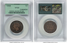 Victoria Pair of Certified Assorted Cents, 1) Cent 1858 - VF 20 PCGS, London mint, KM1 2) "Wide 9" Cent 1859/8 - XF Details (Scratches) NGC, London mi...