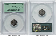 Victoria 4-Piece Lot of Certified Assorted 5 Cents, 1) 5 Cents 1886 - VF20 PCGS, London mint 2) 5 Cents 1889 - VF25 PCGS, London mint 3) 5 Cents 1890-...