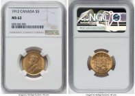 George V gold 5 Dollars 1912 MS62 NGC, Ottawa mint, KM26, Fr-4. HID09801242017 © 2022 Heritage Auctions | All Rights Reserved