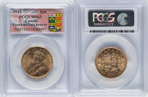 George V gold 10 Dollars 1913 MS63 PCGS, Ottawa mint, KM27, Fr-3. Canadian Gold Reserve. HID09801242017 © 2022 Heritage Auctions | All Rights Reserved...
