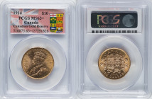 George V gold 10 Dollars 1914 MS63+ PCGS, Ottawa mint, KM27, Fr-3. Canadian Gold Reserve. HID09801242017 © 2022 Heritage Auctions | All Rights Reserve...