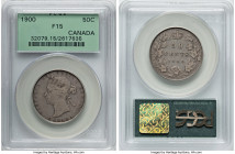 Pair of Certified Assorted 50 Cents, 1) Victoria 50 Cents 1900 - F15 PCGS, London mint, KM6 2) George V 50 Cents 1916 - XF45 NGC, Ottawa mint, KM25 HI...