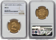 Republic gold 20 Colones 1897 MS61 NGC, Philadelphia mint, KM141, Fr-19. Mintage: 20,000. HID09801242017 © 2022 Heritage Auctions | All Rights Reserve...