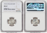 Russian Duchy. Nicholas II 50 Pennia 1914-S MS67 NGC, Helsinki mint, KM2.2. HID09801242017 © 2022 Heritage Auctions | All Rights Reserved