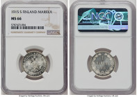 Russian Duchy. Nicholas II Markka 1915-S MS66 NGC, Helsinki mint, KM3.2. HID09801242017 © 2022 Heritage Auctions | All Rights Reserved