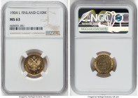 Russian Duchy. Nicholas II gold 10 Markkaa 1904-L MS63 NGC, KM8.2. HID09801242017 © 2022 Heritage Auctions | All Rights Reserved