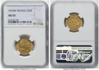 Louis XVIII gold 20 Francs 1818-W AU55 NGC, Lille mint, KM712.9, Fr-539. HID09801242017 © 2022 Heritage Auctions | All Rights Reserved