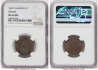 Prussia. Wilhelm I 3 Pfennig 1867-A MS64 Brown NGC, Berlin mint, KM482, AKS-480. HID09801242017 © 2022 Heritage Auctions | All Rights Reserved
