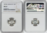 Wilhelm II 20 Pfennig 1874-G MS67 NGC, Karlsruhe mint, KM5, J-5. HID09801242017 © 2022 Heritage Auctions | All Rights Reserved