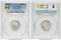British India. Pair of Certified Assorted Rupees PCGS, 1) Victoria 1/4 Rupee 1840.-(c) - MS63, Calcutta mint, KM453.4, S&W-2.43 2) Edward VII Rupee 19...