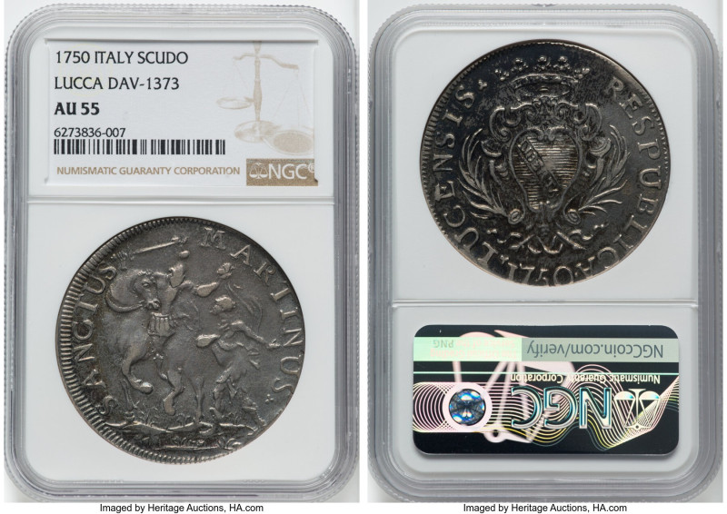 Lucca. Republic Scudo 1750 AU55 NGC, Lucca mint, KM53, Dav-1373. HID09801242017 ...