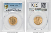 George V gold Sovereign 1929-SA AU58 PCGS, Pretoria mint, KM-A22, S-4005. HID09801242017 © 2022 Heritage Auctions | All Rights Reserved