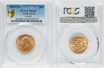 George V gold Sovereign 1932-SA MS63 PCGS, Pretoria mint, KM-A22, S-4005. HID09801242017 © 2022 Heritage Auctions | All Rights Reserved